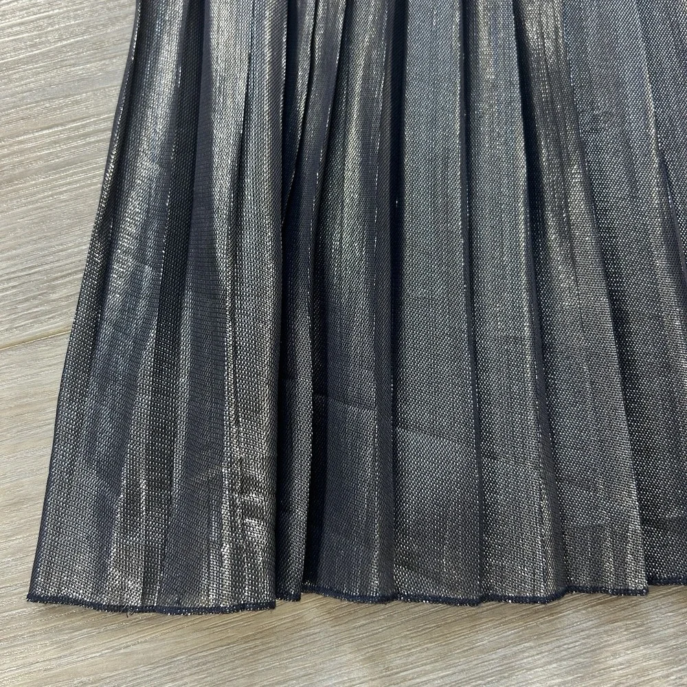 Tory‎ Burch Size 10 Silk Blend Gold Metallic Pleated Skirt A-Line Office Holiday